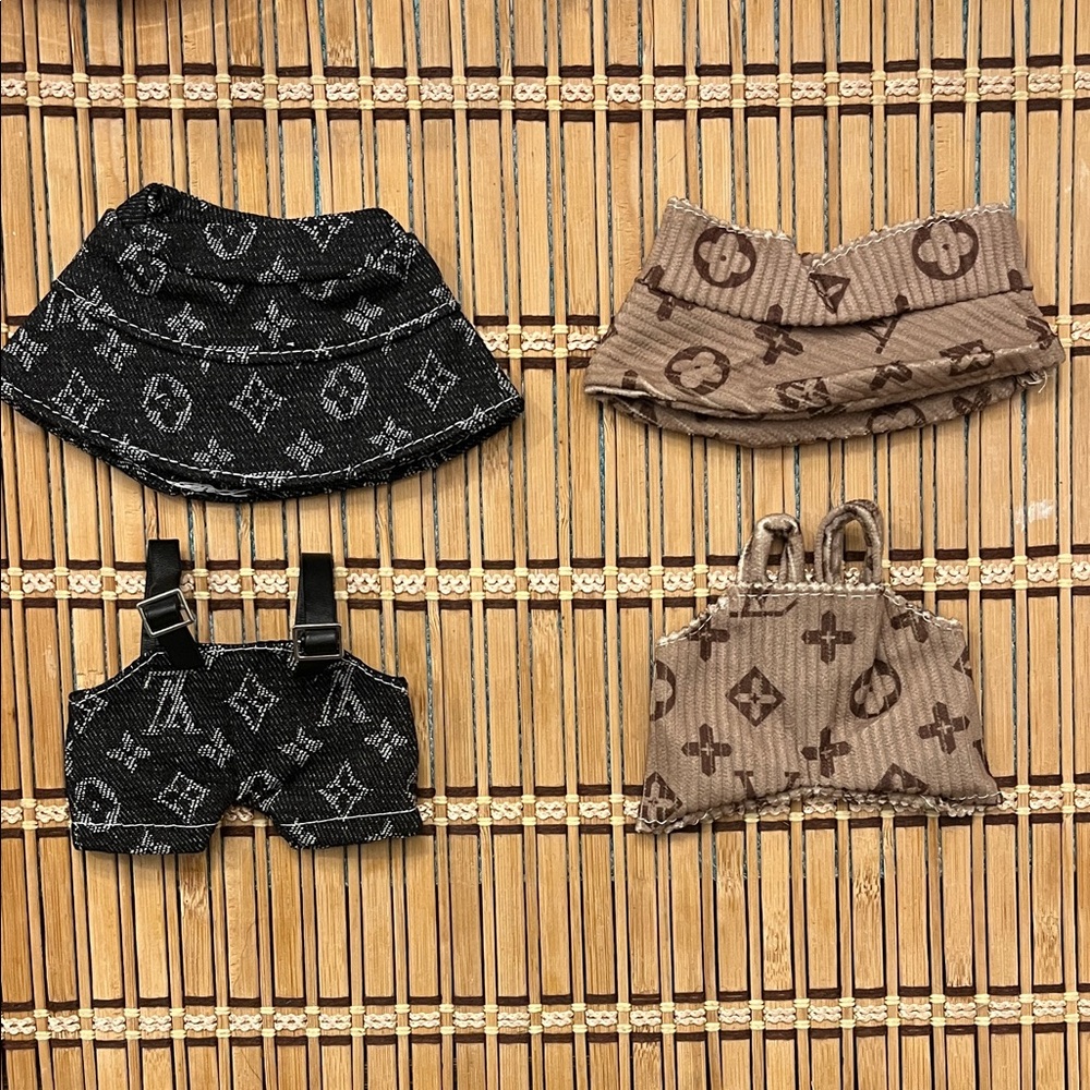 Two Designers Labubu Outfit Sets with Matching Hats